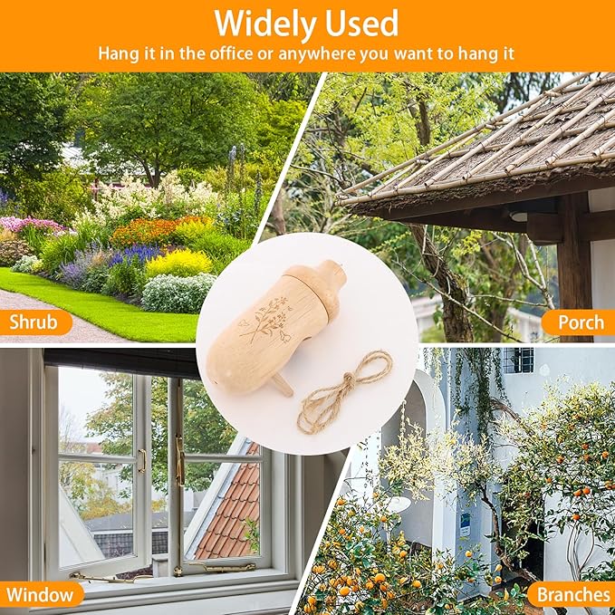 Hummingbird House - Natural Wooden Hummingbird Houses for Outside Hanging, Gardening Gifts for Women, Bird Lovers 3 Packs