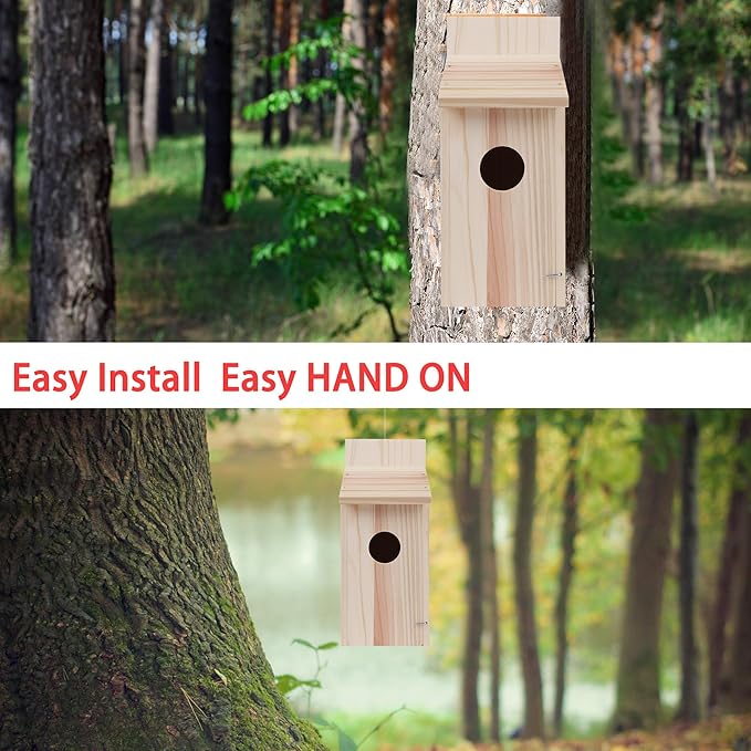 Bird Houses for Outside,Wooden Clearance Humming Bird Houses for Outdoor,Cedar Blue Bird Box House,Swallow Wren Cedar Finch House,DIY, 1Pack