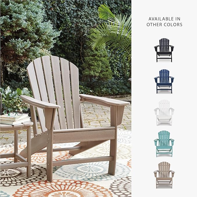 Signature Design by Ashley Sundown Treasure Outdoor Patio HDPE Adirondack Chair, Light Brown