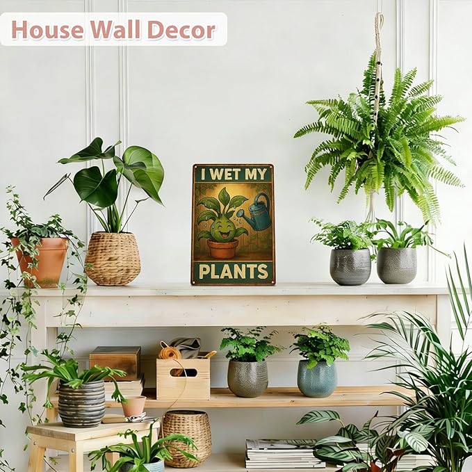 MAMAGIFTREE Funny Garden Signs Outdoor Decor Christmas Gifts for Plant Lovers 8x12 Inch Metal Signs -I Wet My Plants, Gardening Gifts for Women Garden Decor, for Yard Patio Shed Outdoor Indoor Decor