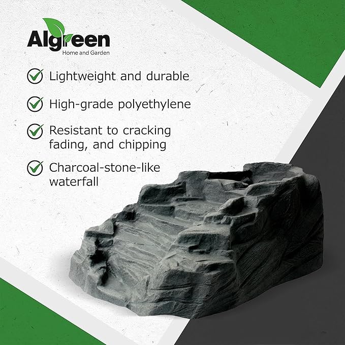 Algreen Outdoor Rock Waterfall, Tranquility Water Fountain for Pond, Garden & Backyard, Gray - Home Landscaping Decor and Accessories for Patio, Yard, and Pool