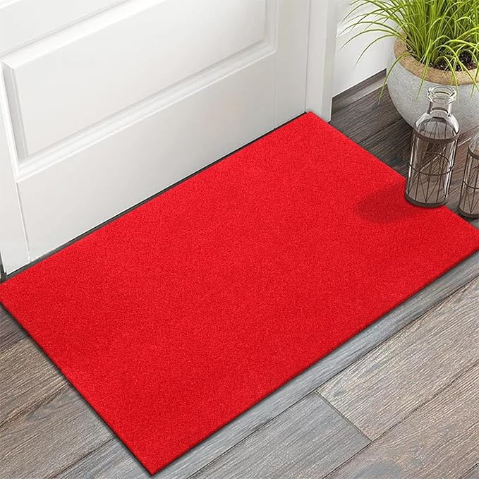 AAZZKANG Red Door Mat Set of 2 Non Slip Durable Multi-Purpose Outdoor Indoor Mats Large 36"x24" Ultra Absorb Mud Easy to Clean Entry Doormat for Inside,Outside,Patio,High Traffic Areas