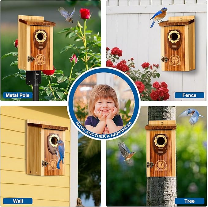 Pack of 2 Bluebird Houses for Outside, Premium Wooden Bird House, Bluebird House for Outdoor, Courtyard Decoration Bird Nest, Bluebird Finch Swallow Wren Chickadee