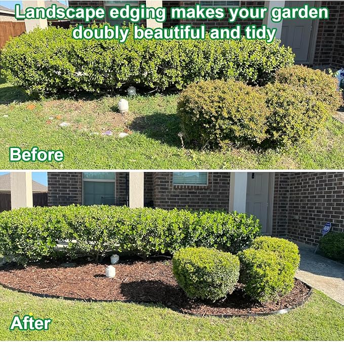 82FT Landscape Edging,1.5IN Tall Garden Edging Borders with 125pcs Stakes,Flexible Lawn Edging Border Kit,Mini Plastic Fence for Yard Flowerbeds,Grass-Black