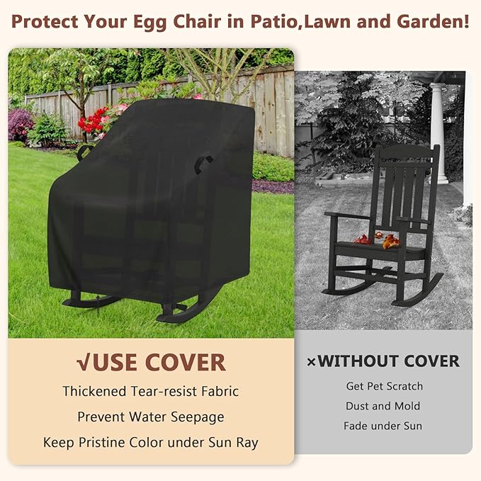 Outdoor Rocking Chairs Set of 2 Cover,Waterproof Covers for Porch Rocking Chairs(2-Pack),All-Weather Protector for Porch Rocker (38"L x 28"W x 42"H,2-Pcs)