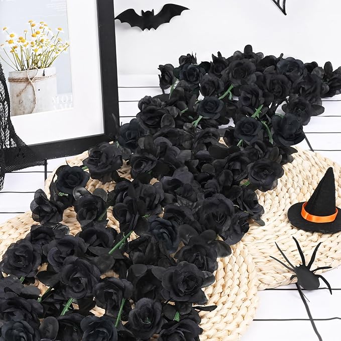 BLEUM CADE 12Pcs 98.4Ft Flower Garland Artificial Rose Vines for Bedroom, Cute Fake Hanging Flower Vines Floral Garland Decorations for Halloween Wedding Party Wall Room Decor Aesthetic