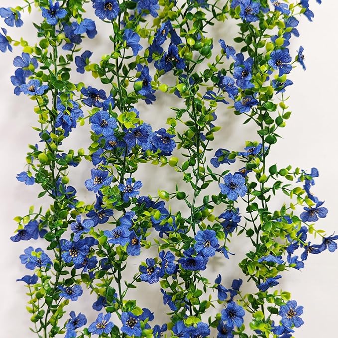 4 Pcs Faux Flowers Garland Plant, Artificial Vines Hanging Flowers Leaves Greenery Garland for Wedding Backdrop Arch Wall Decor, 6 Feet/pcs UV Resistant Indoor Outdoor