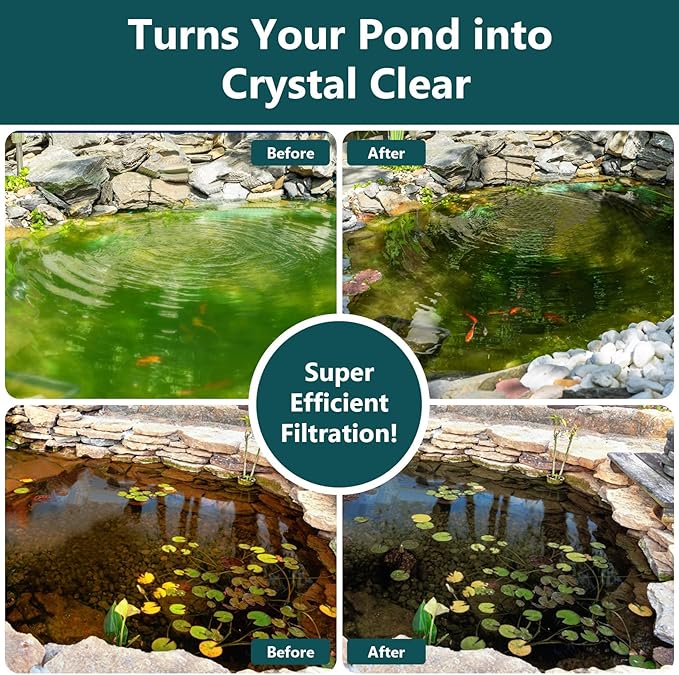 AquaMiracle All-in-One Fountain Kit with 3 Spray Patterns, Koi Pond Filters for Outdoor Ponds 200-350 Gal, 400GPH Pond Fountain Pump for Garden, Water Feature, Bird Baths