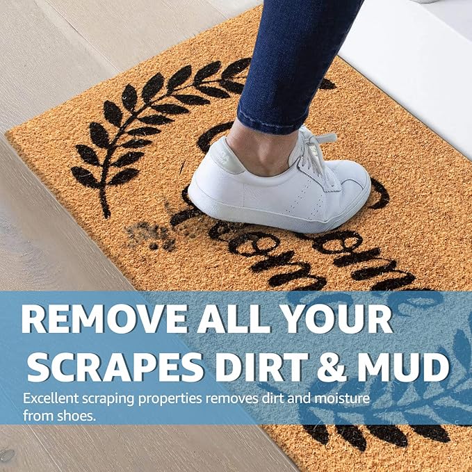 LuxUrux Welcome Mats Outdoor Coco Coir Doormat, with Heavy-Duty PVC Backing - Natural - Perfect Color/Sizing for Outdoor/Indoor uses. (24 x 36 Inch, Welcome Home)