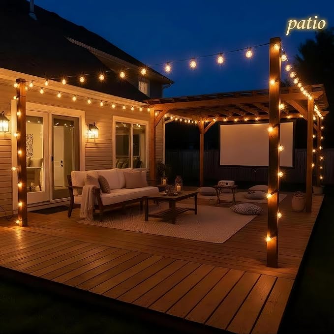 RTTY Dense-Glow 100FT All-Purpose Outdoor String Lights with 50 G40 Bulbs - Versatile for Patio & Deck Lighting, Backyard Gatherings, Poolside Evenings, and Intimate Wedding Decor