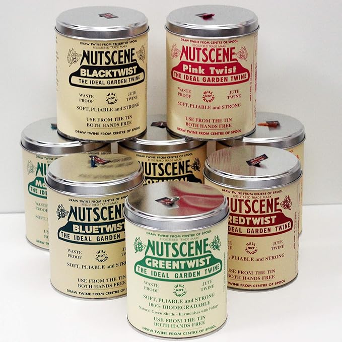 NUTSCENE Iconic Tin (Tin ‘O’ Twine) with Their Heritage Scottish Jute Twine and Hole in Top for Easy Dispensing. 14 Colors to Choose from. 164 Yards. (Deep Orchid)