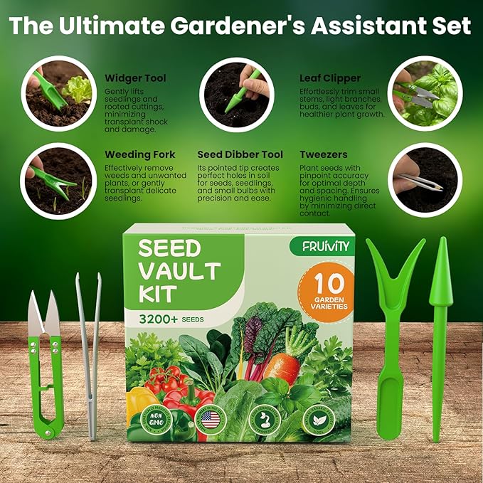 10 Heirloom Seeds Variety Pack - 3200+ Non-GMO Seeds for Planting Vegetables, Indoor Outdoor Garden Seed Starter Kit, Valentines Easter Unique Gift for Mother, Women, Mom, Friend, Her