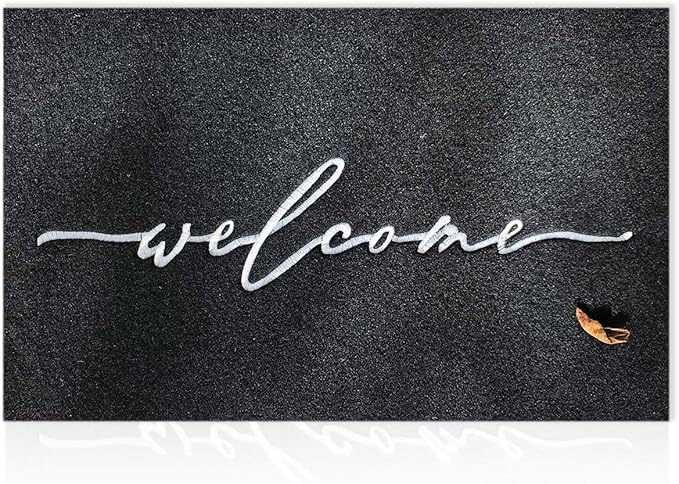 AAZZKANG Welcome Mats for Front Door Large 24"x36" with Non Slip Rubber Backing Quickly Trap Dirt Easy to Clean Entry Mat for Indoor High Traffic Areas Outdoor Doormat Black