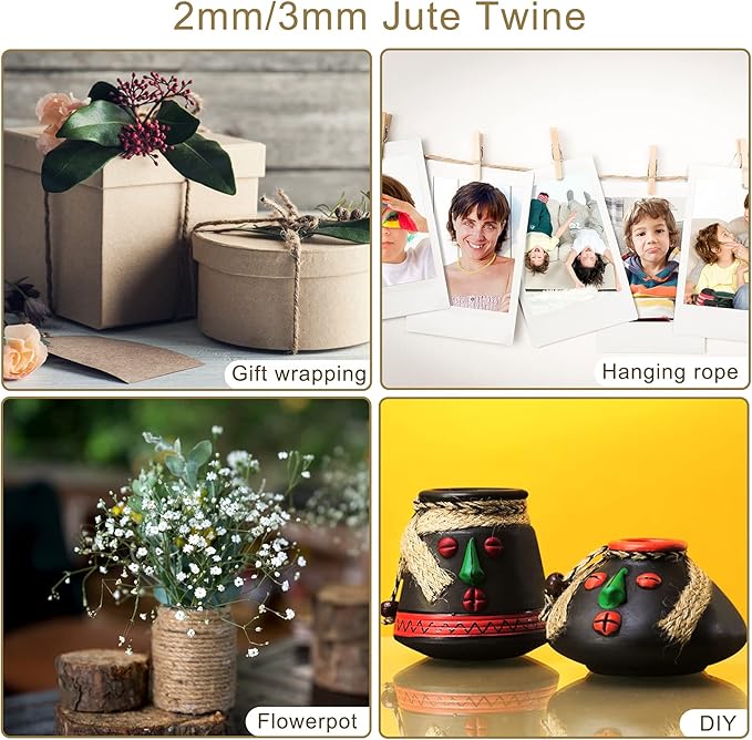 Natural Jute Twine (328ft, 1.5mm)