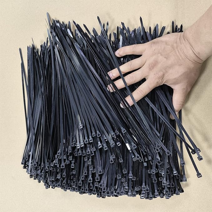 Zip Ties 1000 pcs 8 inch Cable Zip Ties, Premium Plastic Wire Ties with 40 LBS Tensile Strength, UV Resistant Cable Ties, Black Nylon Tie Straps