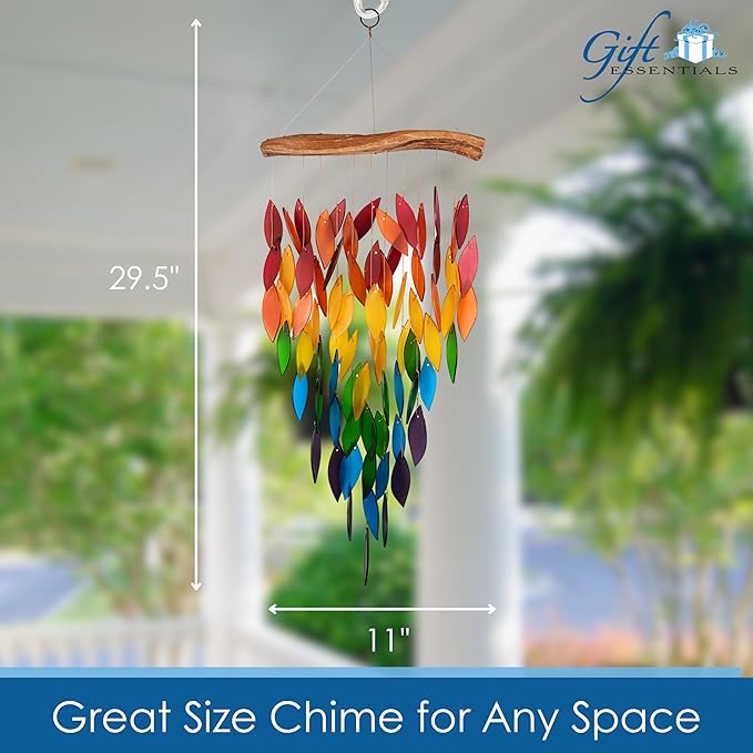 Blue Handworks Deluxe Waterfall & Driftwood Chime, Sandblasted Glass and Found Wood Handcrafted Wind Chime