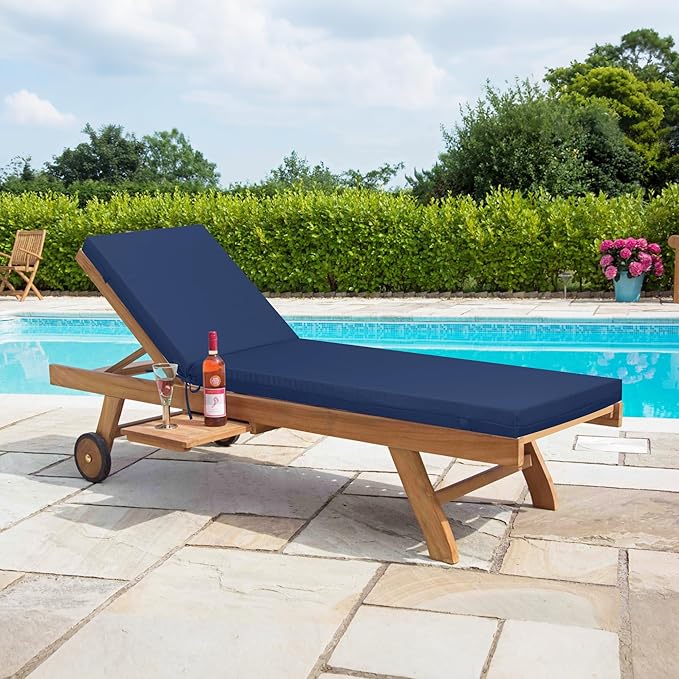 Only choice Outdoor Chaise Lounge Cushion Set of 2, 75" x 24" Lounge Chair Cushion Water-Resistant & Fade-Resistant for Lawn, Pool, Replacement Seat Cushion for Patio (Navy Blue)