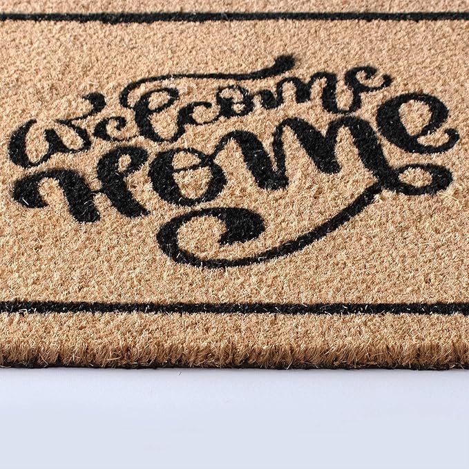 LuxUrux Welcome Mat Outdoor Coco Coir Doormat, with Heavy-Duty PVC Backing - Natural - Perfect Color/Sizing for Outdoor/Indoor uses. (17 x 30, Birch - Welcome Home)