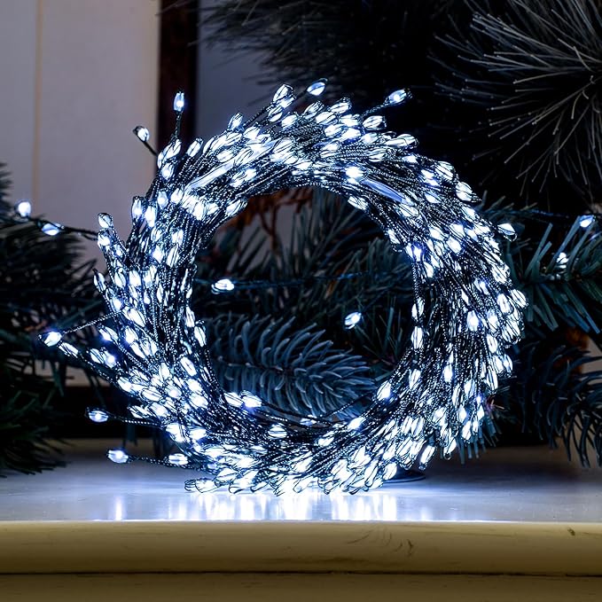 Firecracker Fairy Lights,50FT 500Leds Waterproof Twinkle Lights Plug in,8 Modes Remote String Light for Indoor Outdoor Christmas Wedding Birthday Patio Garden Decor,Green Wire,Cool White