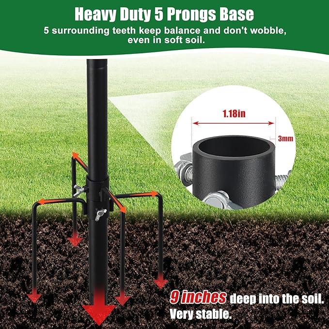 Bird Feeder Pole, 105" Heavy Duty Adjustable Feeder Stand with 5-Pronged Base for Birdhouse Mounting, Weather Station, Outdoor, Yard, Garden
