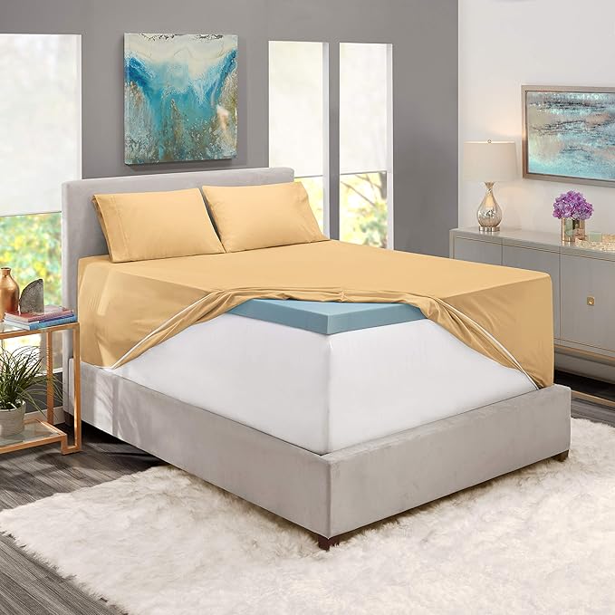 Clara Clark Deep Pocket Twin XL Fitted Sheet Fits up to 21 Inch Mattress - Super Soft Twin XL Fitted Sheet Only, Fade, Stain Resistant - Camel Gold Fitted Sheet Twin XL Size,