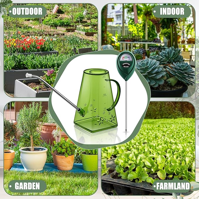 Indoor Plants Watering Can for Indoor Plants Long Probe Soil Moisture Meter Long Spout 47 oz Watering Cans Water Monitor Indicator for Pot Flower House Gardening Farming