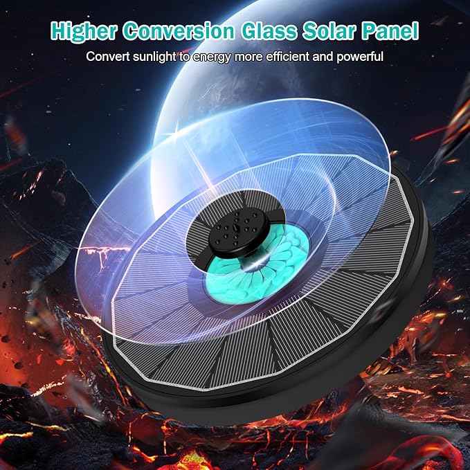 Solar Fountain Cyan Flower, Upgrade 3.5W Solar Bird Bath Fountains, Solar Powered Water Fountain with 7 Nozzles, 4 Fixed Pipes for Hummingbirds, Bird Bath, Garden, Pool, and Pond