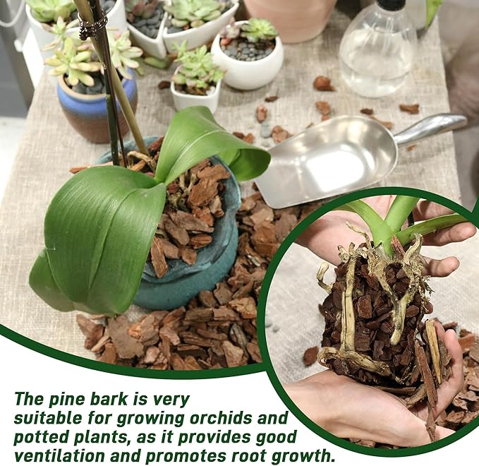 6 Quart Organic Orchid Bark for Potting-Natural Orchid Mulch for Potted Plants, Root Development of Orchid Plants and Garden Soil Amendment Mix