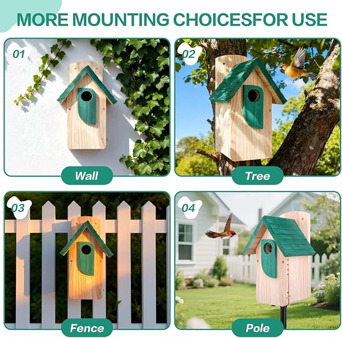 Bird Houses for Outside Clearance,Cedar Woodenhanging Bluebird Houses for Outside,Winter Shelter for Wild Birds Like Finch Sparrow Wren Swallow Chickadeeblue Jay,Weatherproof Birdhouses for Outdoors