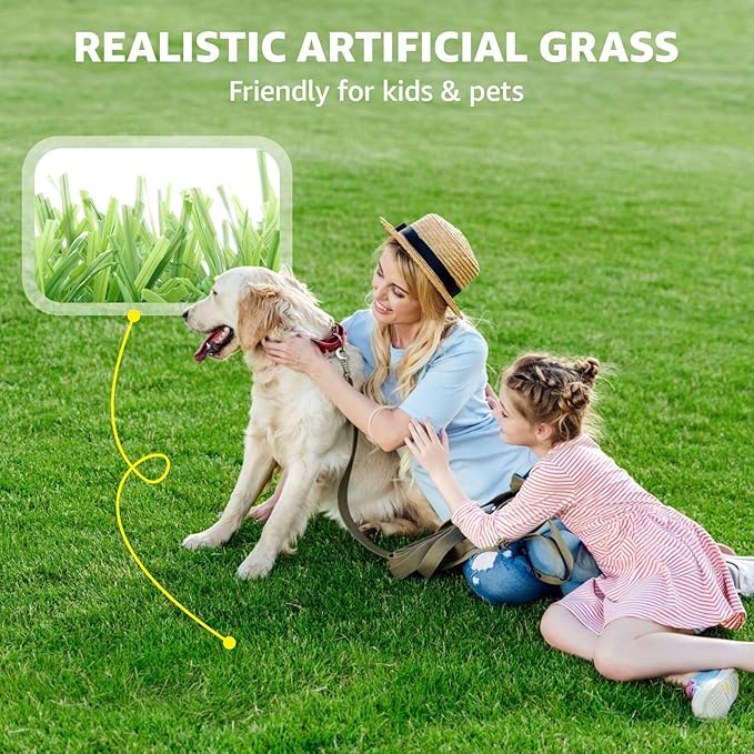LOOBANI Synthetic Artificial Turf, Artificial Grass for Dog Potty with Drainage Holes, Fake Grass Rug for Garden Landscape Balcony Patio Backyard Decoration, 3 Feet x 5 Feet