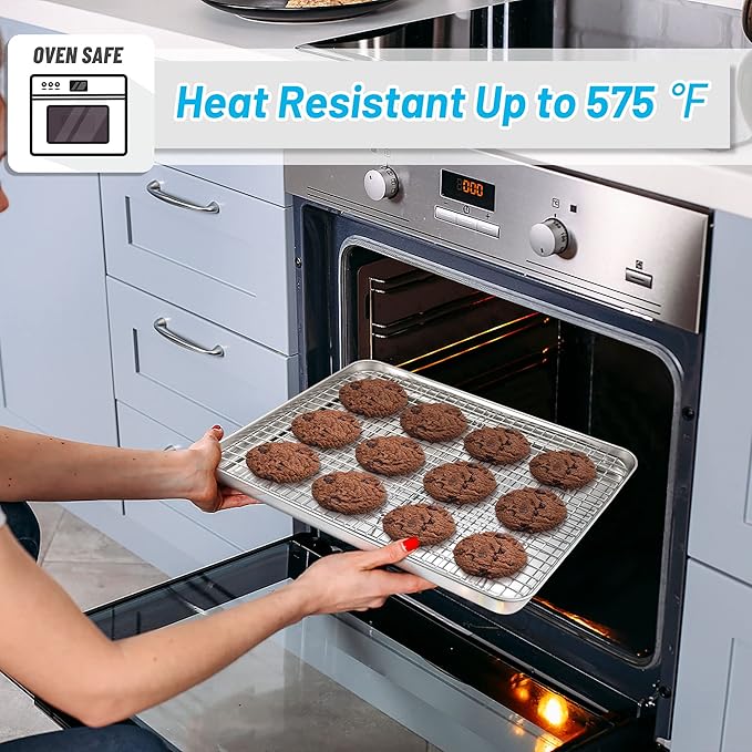 TeamFar Cooling Rack, 2 Pack Stainless Steel Grid Baking Rack for Cooking Roasting Grilling Drying, 11.75’’x 9’’ Small Metal Toaster Oven Rack for Cookies Meat, Non-Toxic & Heavy Duty, Dishwasher Safe