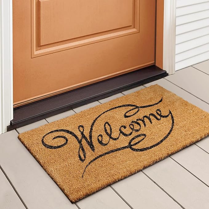 LuxUrux Welcome Mats Outdoor Coco Coir Doormat, with Heavy-Duty PVC Backing - Natural - Perfect Color/Sizing for Outdoor/Indoor uses. (24 x 36 Inch)
