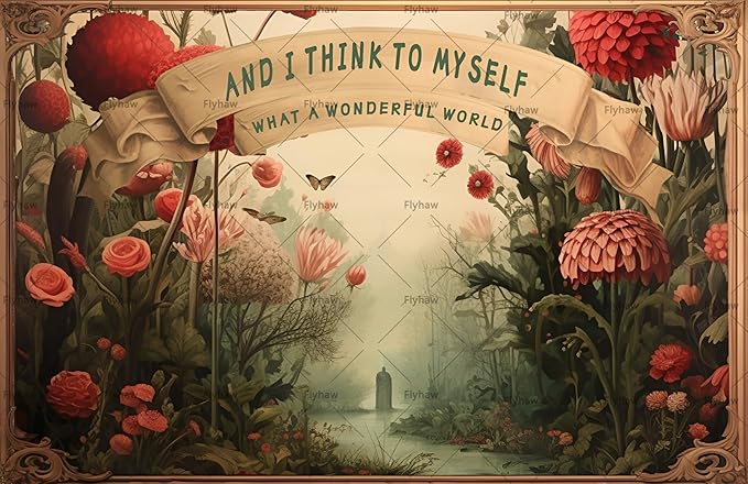 Flyhaw Vintage Garden Signs What A Wonderful World I Think To Myself Tin Sign Wall Art Decor Tin Poster Flowers Metal Tin Signs Kitchen Farm Graden Outdoor Tin Decor 8x12 inch