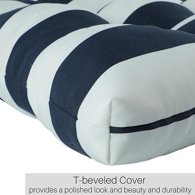 Only choice High Back Chair Cushions,Adirondack Chair Cushion with Waterproof All-Weather, Rocking Chair Cushion for Outdoor Patio, Garden Porch 44”x 22”x 4,Set of 2 (NAVYBLUE/White)