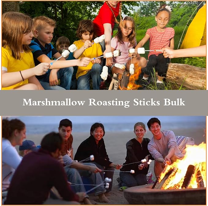 32 Inch Marshmallow Roasting Sticks Bulk, Smores Skewers for Fire Pit Kit, Hot Dog Camping Skewers Accessories Campfire Marshmellow Extendable Forks Bbq Tools Smores Sticks(20 Pack)