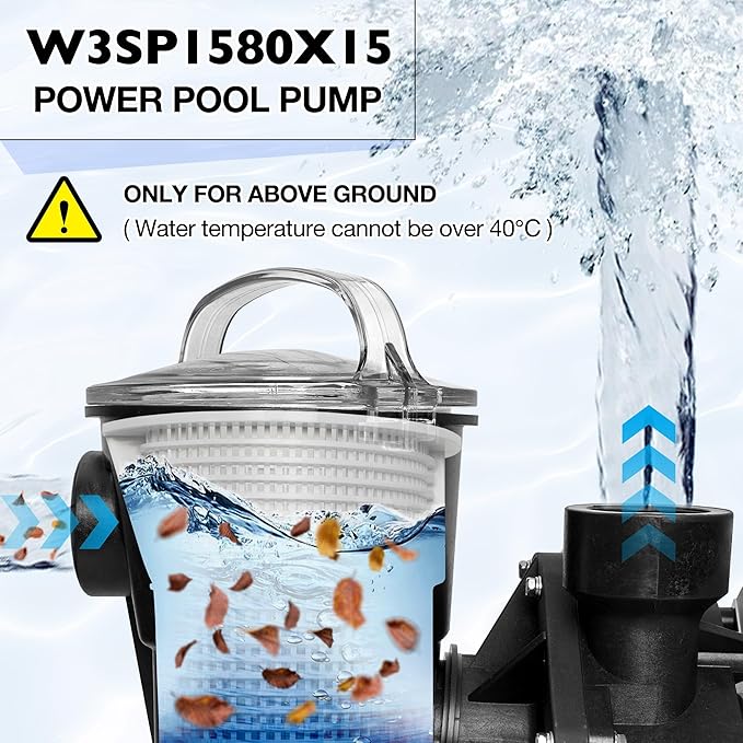 Pool Pump 1.5 HP Replacement for Hayward Power Flo LX Series W3SP1580X15, Above Ground Swimming Pool Pump Motor – Single Speed 115V 48Y Frame