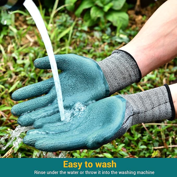 DOFOWORK Gardening Gloves - 6 Pair Gardening Gloves for Women/Men, Breathable Natural Latex Garden Gloves with Grip