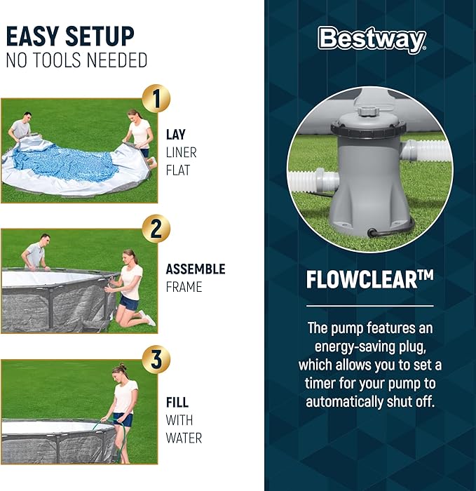 Bestway Steel Pro MAX 12' x 30" Above Ground Pool, Round Metal Frame Outdoor Swimming Pool Set with Filter Pump, Stacked Stone Print