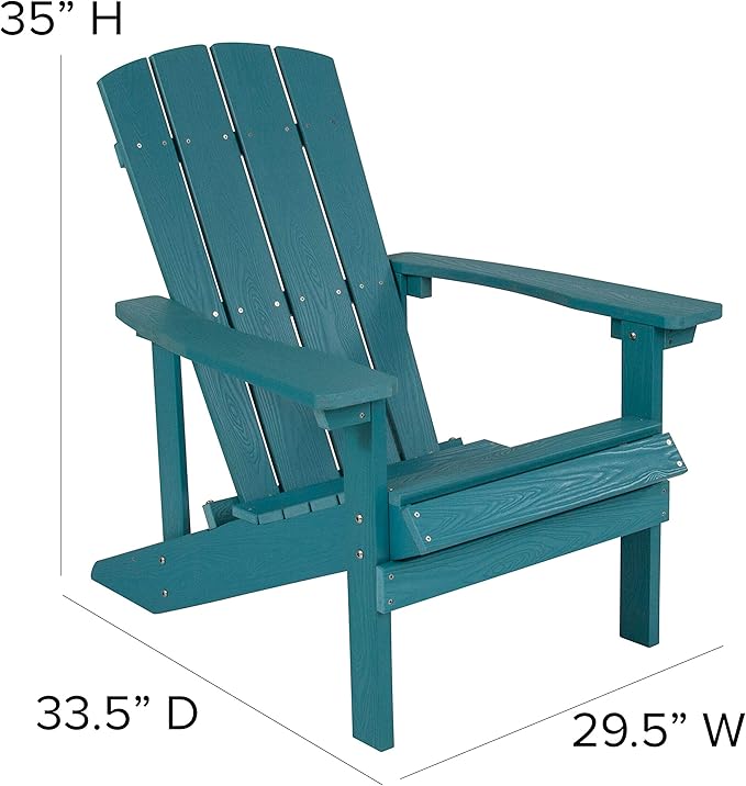 Flash Furniture Charlestown Poly Resin Adirondack Chair - Sea Foam - All Weather - Indoor/Outdoor - Set of 2