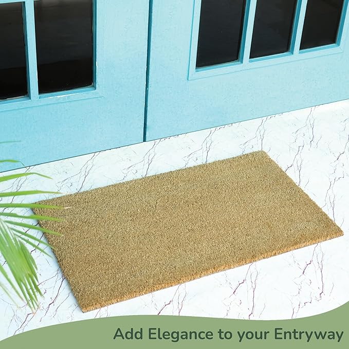 Welcome Natural Coir Doormats Pack of 2, Non-Slip PVC Backing, Indoor Outdoor Use for Home, Office, Patio & Entryway Decor, Beige, 30"x17"
