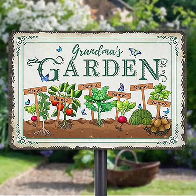 Custom Metal Signs with Name Made in USA Personalized Vintage Garden Sign Waterproof Vintage Decorative Metal Print for Wall Decor Customized Home Garden Ideas Gifts Artwork Prints for Yard Ourdoor
