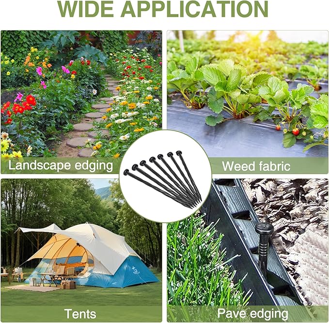 100Pack Plastic Landscape Edging Spikes, 8 Inch Spiral Landscape Anchoring Spikes，Landscape Spikes for Garden Lawn Yard, Paver Edging, Weed Barrier, Artificial Turf & More