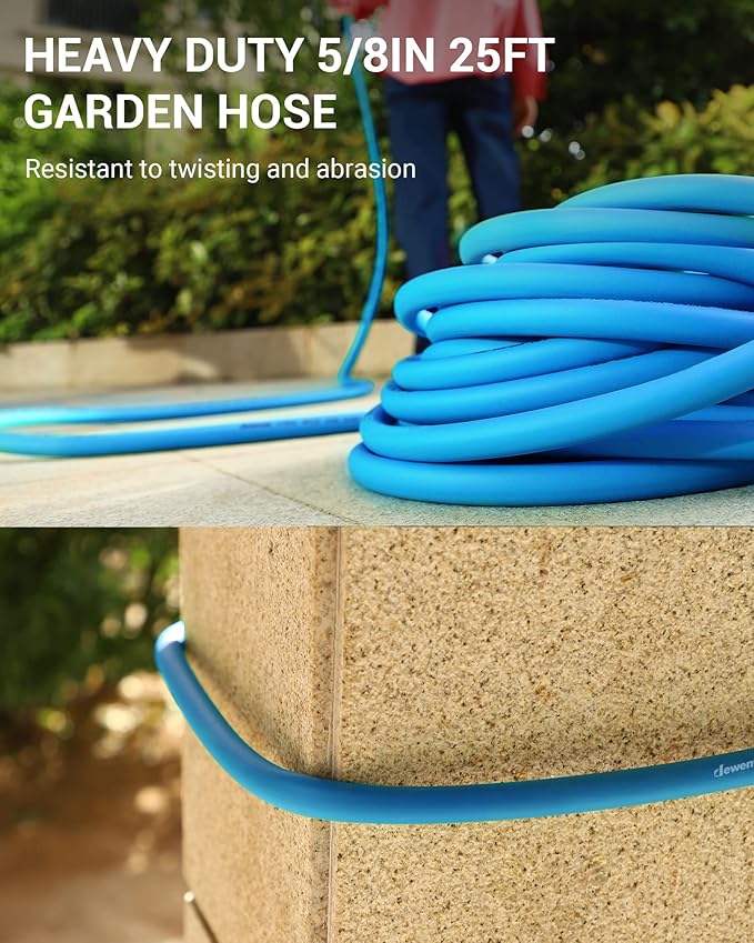 DEWENWILS Hybrid Garden Hose 75 ft x 5/8", Heavy Duty Water Hose with Swivel Handle, Lightweight Flexible Hose for Plants, Car, Yard, 3/4 Inch Solid Fittings, Drinking Water Safe