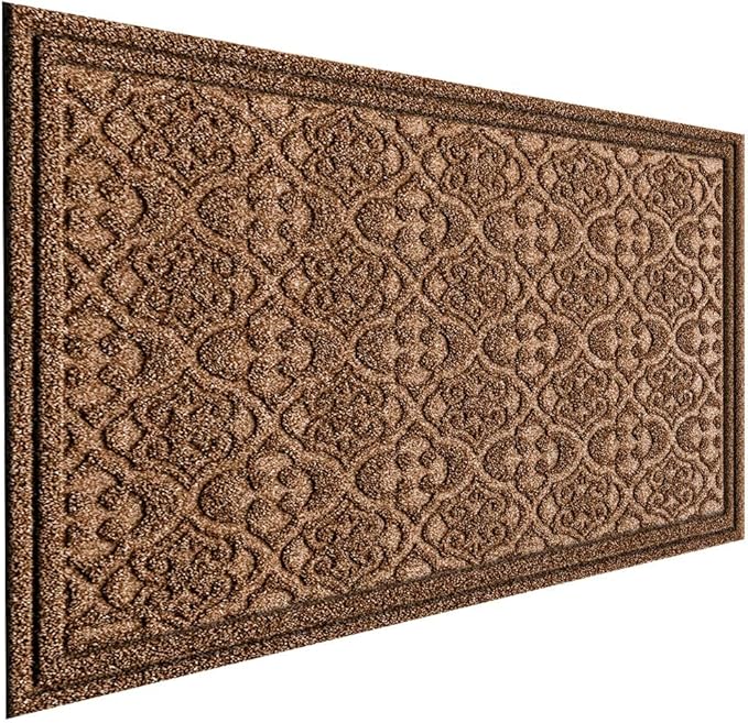 Outdoor Mats for Front Door 36 x 24 inch Large Floor Outside Entrance Welcome Exterior Entry Waterproof All-Season All-Weather Rug Mud Trapper Natural Rubber Heavy Duty Entryway Brown