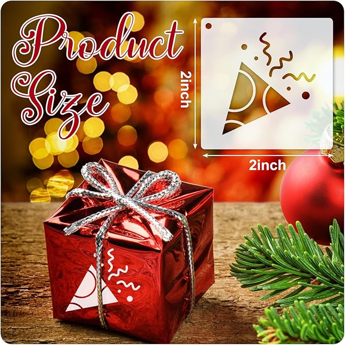 Fainne 100 Pcs 2 Inch Stencils Small Stencils for Painting on Wood Reusable Painting Templates Crafts for DIY Scrapbook, Wood, Wall, Fabric, Rock, Chalkboard, Sign(Santa Style)