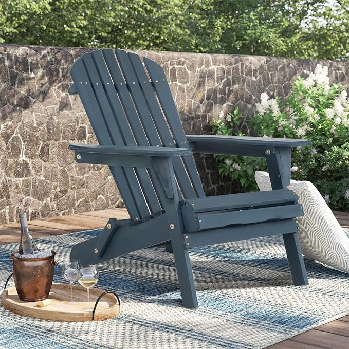 FDW Folding Adirondack Chair, All Weather Patio Chair Outdoor Fire Pit Chair for Patio Lawn Garden Backyard Deck Pool Beach