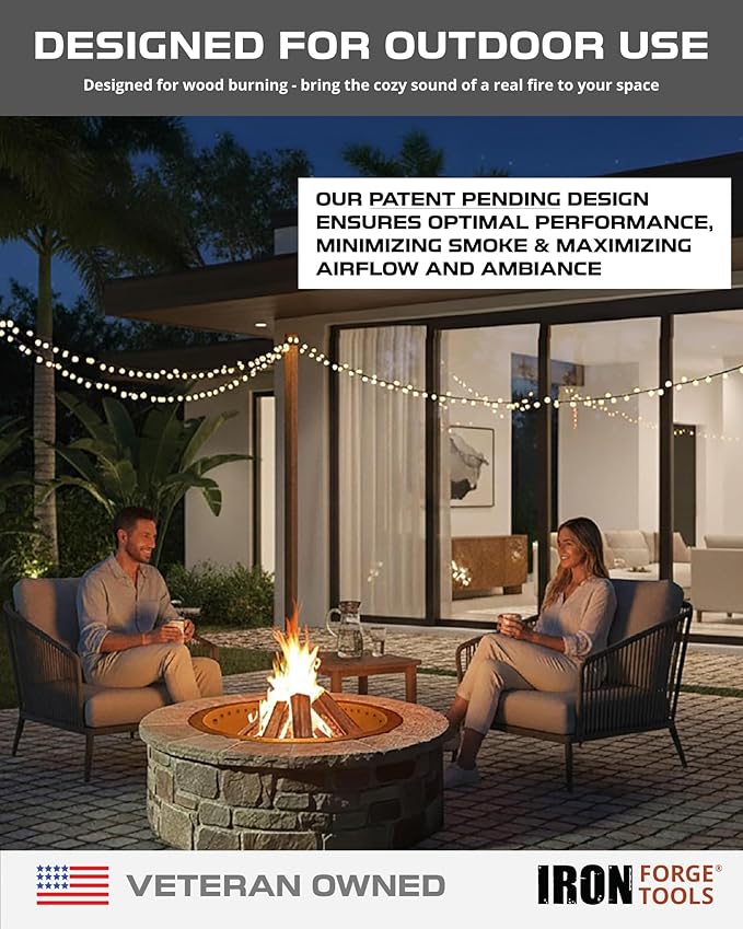 Heavy Duty Metal Smokeless Permanent Fire Pit Ring 48 inch Outer/42 inch Round Fire Pit Insert Liner for Outdoor, Firepits for Outside Corten Steel (48x42x10), Patent Pending