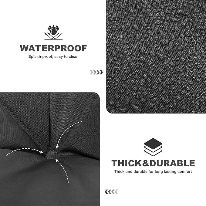 Porch Swing Cushions,Outdoor Cushions 3 Seater Replacement with Backrest, Waterproof Thickened Bench Cushion with Ties for Porch, Patio,Outdoor, Backyard and Garden (Black 40 * 40 in)