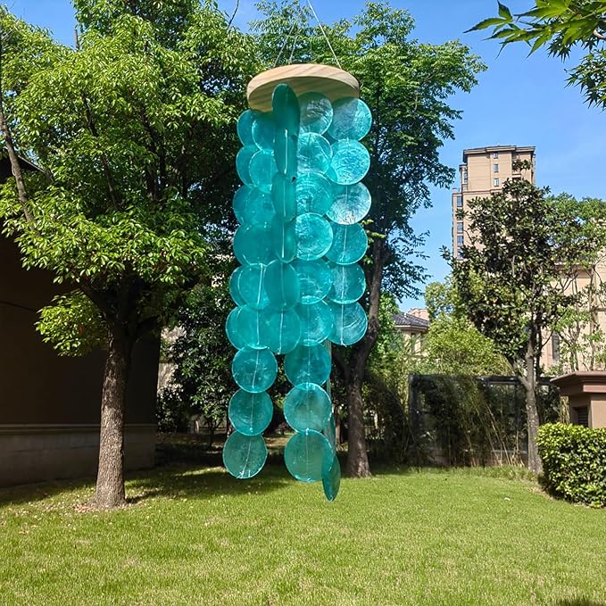 Handmade Colored Capiz Shells Windchimes Coastal Type Decoration for Indoor and Outdoor Use Garden Decoration