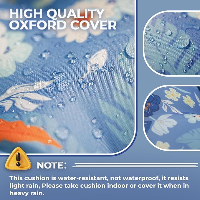 Chaise Lounge Cushions Outdoor Set of 2, 74.4 x 22 x 4.7 Inches Thickened Lounge Chair Cushions Waterproof for Outdoor Furniture with Ties, Non-Slip Patio Pool Lounge Cushions, Blue Floral